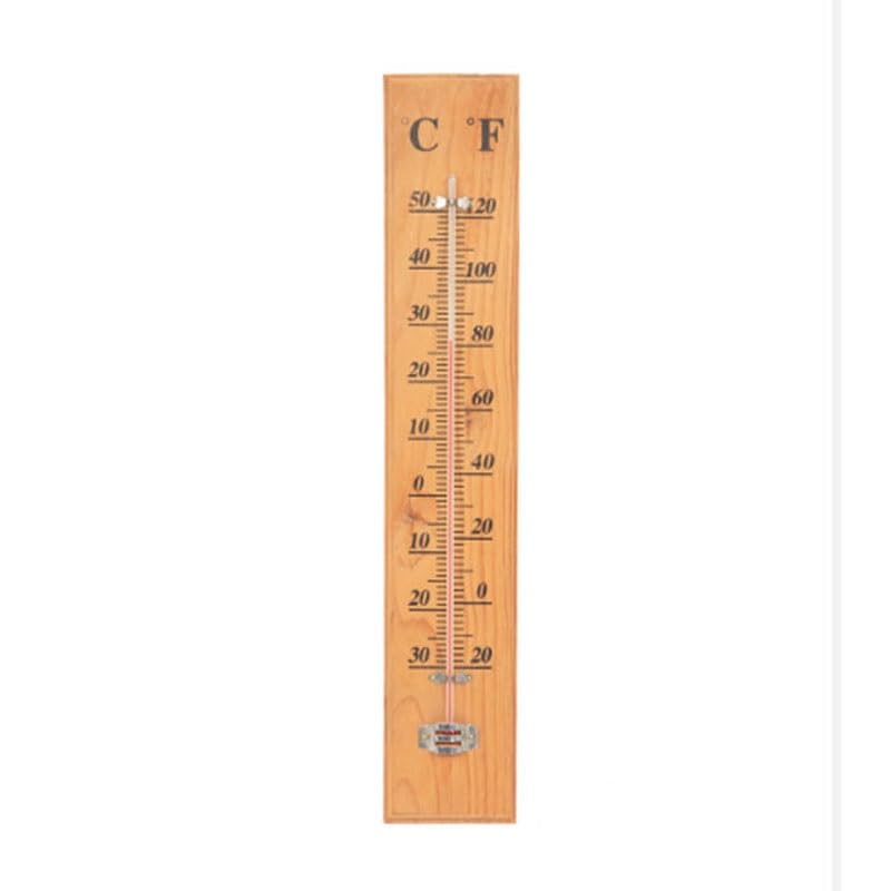 Indoor Outdoor Thermometer Wall Mounted Office Wooden Board Temperature Gauge