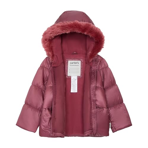 Carter's Girls' Winter Coat Puffer Jacket with Faux Fur Trimmed Hood3