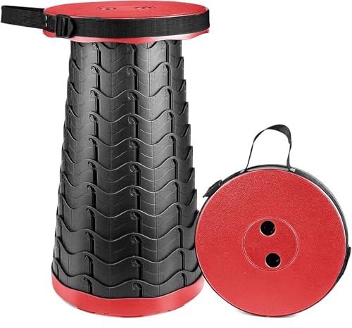 折りたたみ椅子 伸縮式 高さ調整可能 1秒開閉 軽量コンパクト 防水 耐荷重250kg キャンプチェア アウトドア用 屋内屋外兼用 釣り/観戦/花火大会対応 持ち手付き (赤)