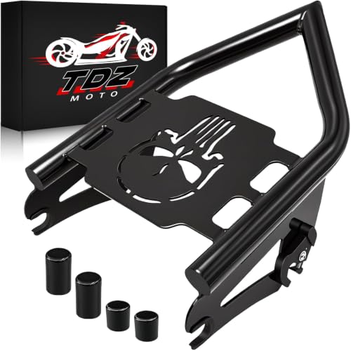 Image of Black Detachable Luggage Rack with 4 Point Covers Kit for Harley Touring, Street Glide, Road Glide, Electra Glide, Road King, Ultra Limited 2009-2025