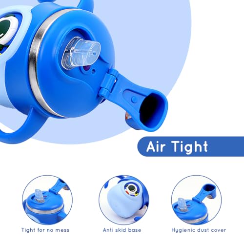 Image of Stainless Steel Insulated Hot & Cold Baby Sipper Bottle with Handle - 260 ml | Anti Spill Milk Feeding Sippy Cup for Toddlers & Kids | BPA Free Water Bottle (Blue)