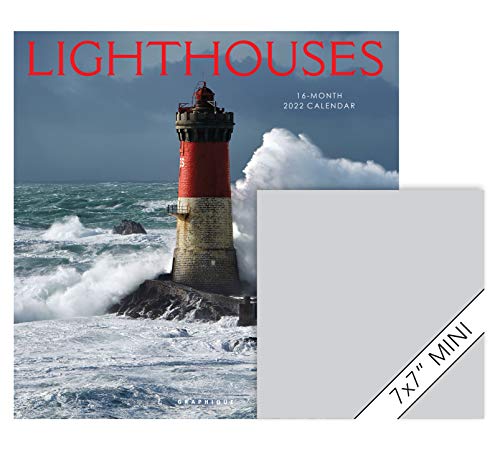 Graphique 2022 Lighthouses Wall Calendar | 12” X 12” | Thick Paper | Home & Office Organizer | Large Monthly Grid | 3 Languages & Marked Holidays | 4 Month Preview Page For 2023 #TOP6
