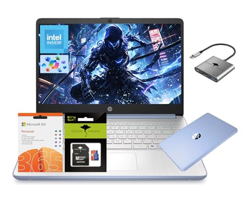 Image of HP 14" Laptop, Intel N150 Processor (Beat i3) 8GB RAM 256GB Storage(128GB UFS + 128GB SD Card) 1-Year Office 365 Copilot AI Win11 WiFi6 Computer for Designer Business Gaming Work Study w/GM Accessory