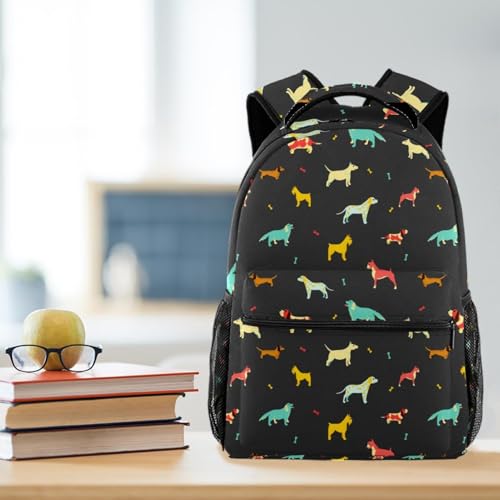 Sac à dos d'école robuste anti-déchirure imprimé os et chiens