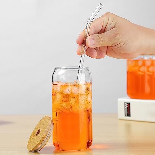 Vasos con tapa bambú y sorbete de vidrio 18oz set 4 pzas miniatura 5