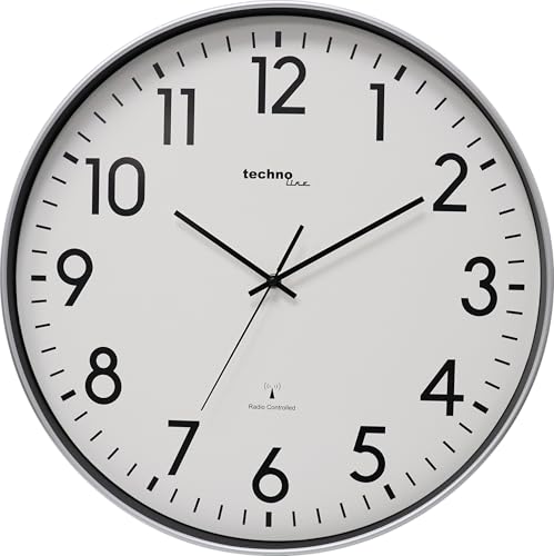 Technoline XXL Funkwanduhr WT8998, 50 cm, Bahnhofsuhr, XXL Wanduhr,Silber