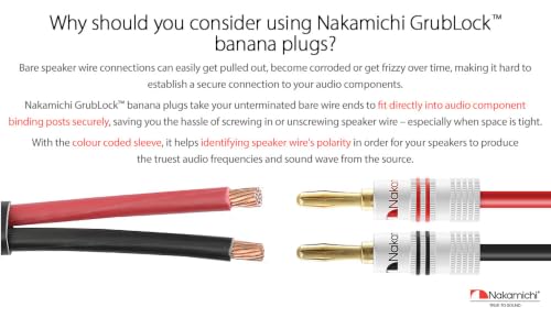 Image of Nakamichi Excel Series 24k Gold Plated Banana Plug 12 AWG - 18 AWG Gauge Size 4mm for Speakers Amplifier Hi-Fi AV Receiver Stereo Home Theatre Audio Wire Cable Screw Connector, 36 Pcs (18-Pairs)
