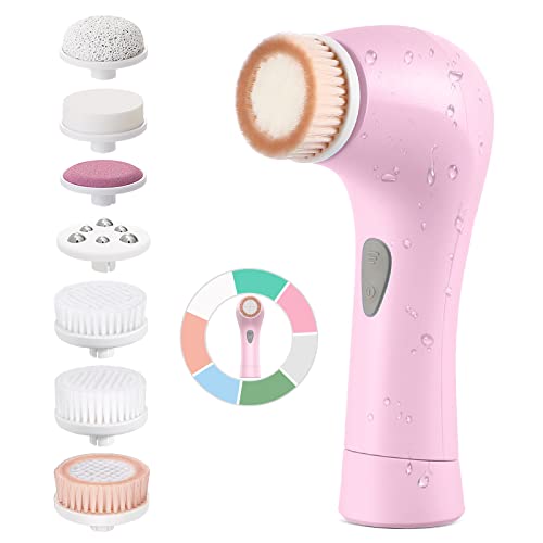 Facial Cleansing Brush Face Scrubberï¼šElectric Exfoliating Spin Cleanser Device Waterproof Cleaning Exfoliation Rotating Spa Machine - Stand Electronic Acne Skin Washer Spinning Tool System Set