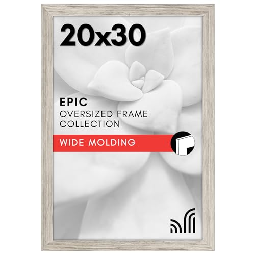 Americanflat 20x30 Poster Frame with Polished Plexiglass - Wide Picture Frames Made of Engineered Wood for Vertical or Horizontal Wall Display - Epic Collection - Driftwood