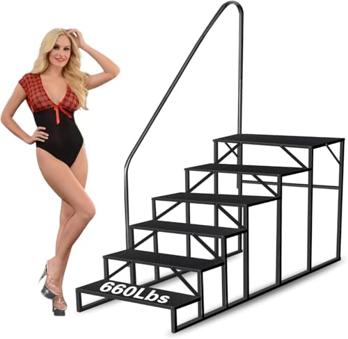 Escalera resistente para piscina elevada con barandales miniatura 2