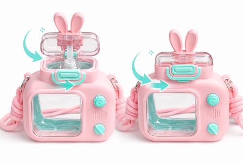 Image of Raawan Kids Water Bottle 600ml with Straw & Strap | Cute Leak-Proof Sipper Bottle for Boys & Girls | BPA-Free, Portable School Water Bottle | Pink & Blue