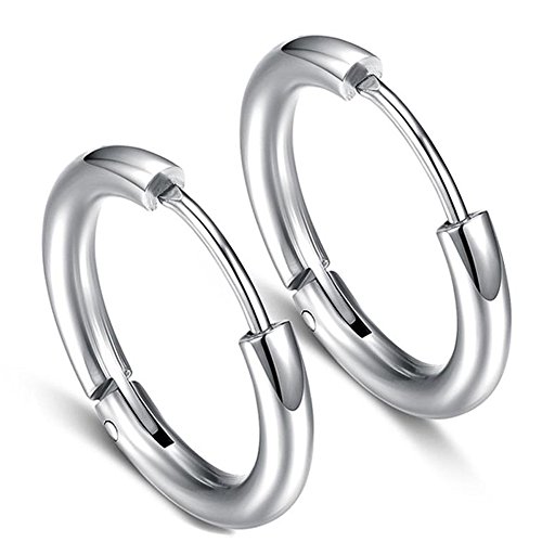 Image of 316L Surgical Stainless Steel Huggie Hoop Earrings 6mm 8mm 10mm 11mm 12mm 14mm Hypoallergenic Earrings Ring Cartilage Helix Lobes Hinge Sleep Earrings for Men Women