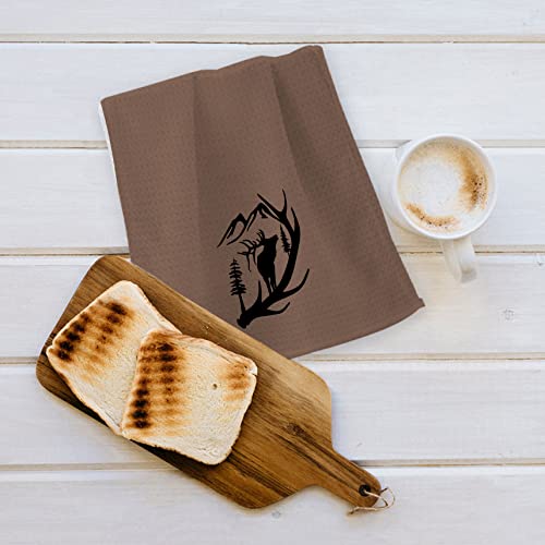 Ohsul Vintage Elk Antler Scene Highly Absorbent Kitchen Towels Dish Towels Dish Cloth,Deer And Mountains Silhouette Hand Towels Tea Towel For Bathroom Kitchen Decor,Deer Lovers Campers Gifts #TOP4