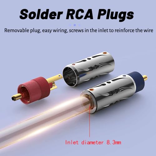 Conectores RCA macho de cobre Viborg para cable coaxial de audio analógico 6