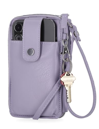 Image of Mundi Jacqui RFID Crossbody Wallet for Women, Vegan Leather Small Travel Handbag with Phone Holder, Compact Organizer with Card Slots and Removable Strap, Vacation Purse in Iris