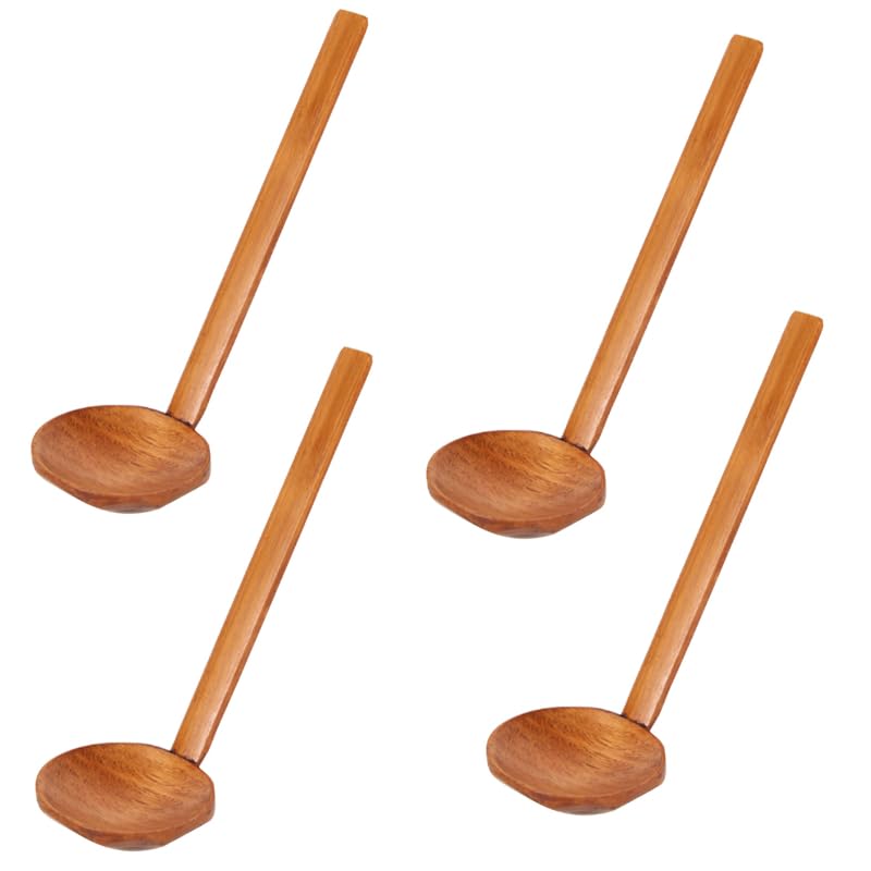 Chef-Hub Wooden Ramen Spoon Set, 4 Pieces, Japanese Style Long Handle Soup Spoons, Spoon Set
