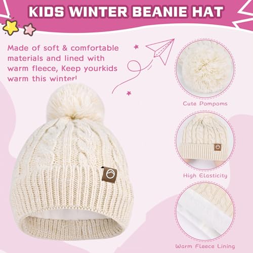 Image of ZOORON Kids Winter Hat Gloves Scarf Set, Girls Boys Hats Beanie with Pom