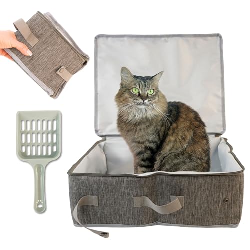 ZESTEREX® Arenero Portatil Gatos + Pala de Arenero | Arenero de Viajes para Gatos Versatil y Practico
