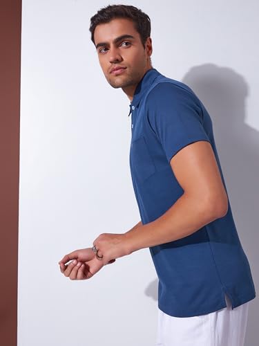Image of Men's Solid Polo Collar Casual T-Shirt with Pocket | Cotton Polo Collar Half Sleeves Solid T-Shirt | Slim Fit Polos