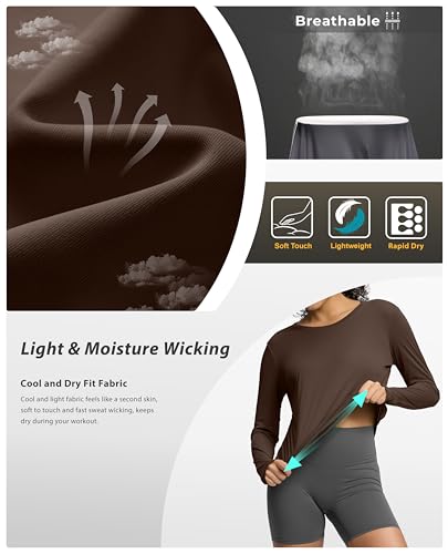 Image of Soothfeel Lightweight Long Sleeve Workout Tops for Women Gym Running Shirts