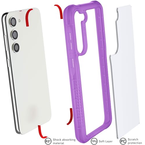 Image of Ghostek Covert Clear Samsung Galaxy S23 Plus Phone Case with Military Grade Shockproof Protection, Non-Slip Grip, Protective Silicone Cover Designed for 2023 Galaxy S23+ (6.6 inch) (Purple)