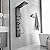 BWE Matte Black Shower Panel Rainfall Waterfall with Handheld Shower Stainless Steel Shower Tower Panel System Massage Body Jets with Tub Spout Water Temperature Display Wall Mount