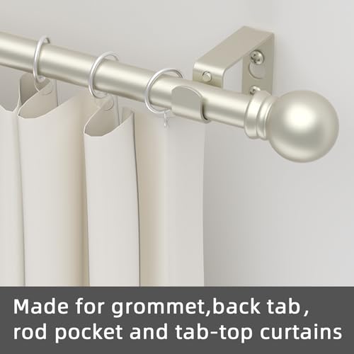 Image of GXOACKJ Curtain Rods for windows 66-120 inch, 5 /8 inch Decorative Nickel Splicing Heavy Duty Metal Curtain Rod set with Brackets