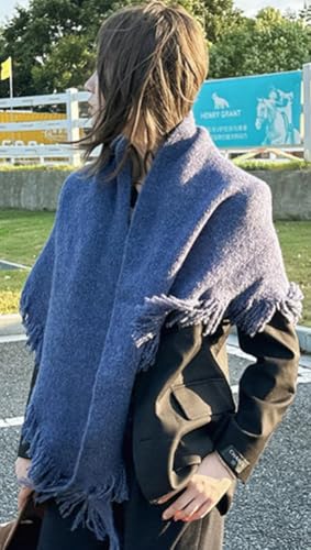 Women's Tassel Triangle Shawl Wraps Knitted Knotted Wool Scarf Solid Cardigan Sweater Casual Travel Cape Shoulder Top4