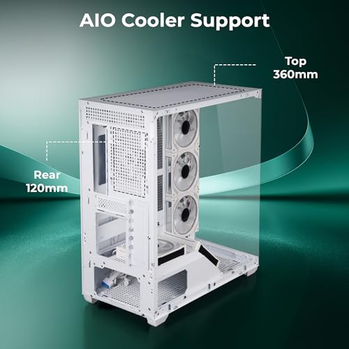 Image of Zebronics Premium Gaming Case, Mid-Tower, EATX, ATX, Upto 360mm AIO Support, 6 ARGB Fans with 2 Reverse Blade Fans, Type-C, USB 3.0, Vertical GPU, Magnetic Dust Filter (Xenocore, White)