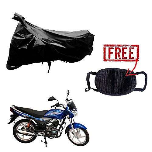 Image of Kandid Black Bike Cover with Pollution Mask for Bajaj Platina 110