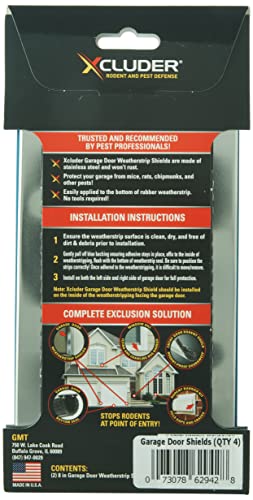 Xcluder Stainless Steel Garage Door Rodent Shield; 2 Door Kit With 8-Inch Door Strips (Pack Of 4); Keep Rats And Mice Out; Suitable For Residential And Commercial Use (162942) #TOP2
