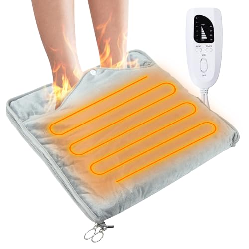 Ninonly フットウォーマー ホットマット 電気足温器 電気ホットマット 両用 両面発熱 足元ヒーター ６段階温度調節 4段階タイマー 洗濯機洗濯可 省エネ 寒さ対策 お宅用/オフィス用 日本語取扱説明書付き(グレー)のサムネイル