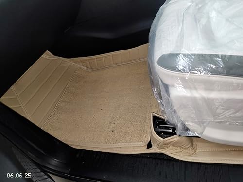 Image of Mr Mattie 10D Car Foot Mat for Mahindra XEV 9E 2025 Onwards | Premium Leather | Luxurious & Elegant Look | Waterproof and Washable | Custom Fitted Car Floor Mat - Biege