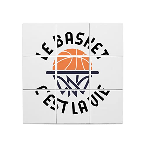 Ballon Basketball Carreaux Céramique Décoratifs - Fresque Murale 45,6x45,6cm pour Salon et Bureau