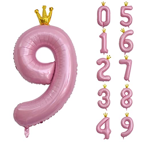 養楽堂 誕生日 数字バルーン 数字 王冠 40インチ 0-9 大きい 風船 セット バースデー パーティー デコレーション セット 飾り風船 パーティー お祝い 結婚式 記念日 お祝い 誕生日 飾り付け 子供 大人兼用 ピンク9