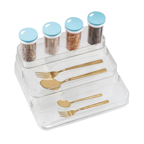 Kiwilon 3 Tier Clear Plastic Multi-Purpose Spice Rack Step Shelf Organizer for Kitchen Pantry, Cabinet, Countertops, Bathroom, Desk (3 Steps) (B0CHQDNN86) Amazon Price History, Amazon Price Tracker