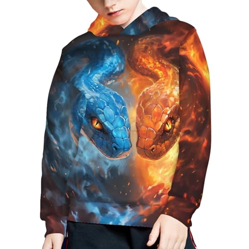 Image of WELLFLYHOM Boys Hooded Sweatshirts Hoodie Pullover Cool Graphic Crewneck Blouses Size 6-16