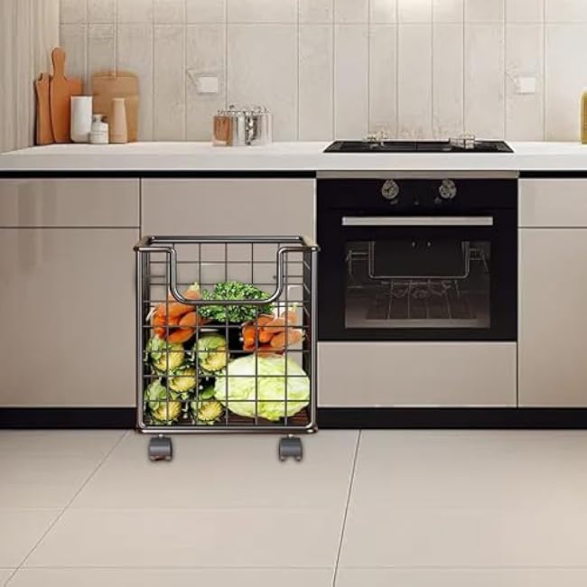 Kitchen Storage Cart ¨C Rolling Basket Rack, Vegetable Organizer, Movable Trolley | Multi-Layer Storage Solution, Space-Saving Design for Bathroom Bedroom Laundry Fruit Toys-XhPPznZR