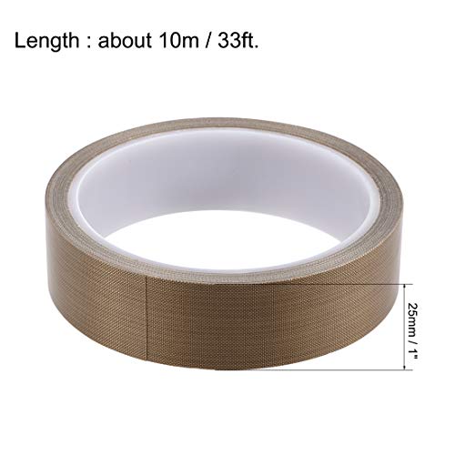 Image of uxcell Heat Resistant Tape - High Temperature Heat Transfer Tape PTFE Film Adhesive Tape 25mm x 10m(33ft)