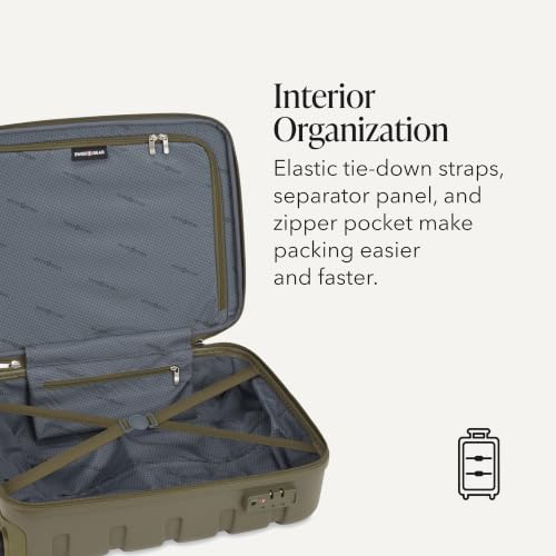 Image of SWISSGEAR Signature Hardside Expandable Carry-On Spinner Luggage, ABS Construction, TSA-Friendly Lock, and Built-In Cupholder, White, 19-Inch, Olive Branch, 2-Piece Set (19 /27), Signature Hardside