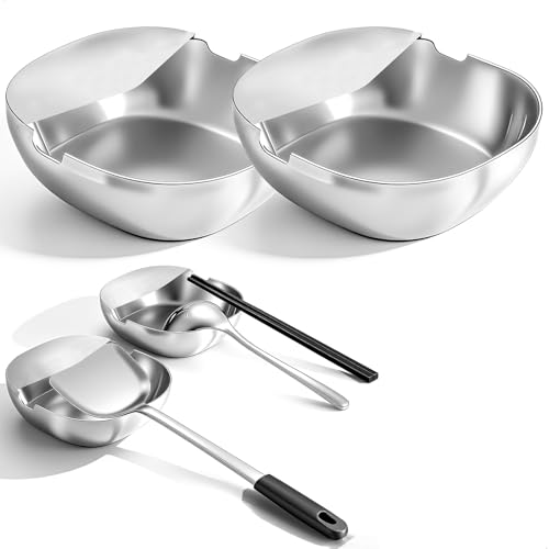 Repose Cuillère Cuisine, 2 Pièces Porte Cuillere Cuisine Accessoires, Repose Couverts de Table en Acier Inoxydable, Spoon Rest pour Salle à Manger et...