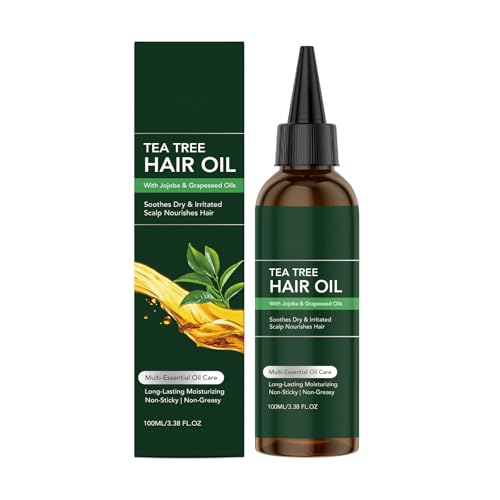 Aceite de Árbol de Té para Cabello 100ml con Aceites de Jojoba y Uva, Ligero No Graso, Cuidado del Cuero Cabelludo, Hidratante para Cabello Suave y Brillante Todo Tipo de Cabello