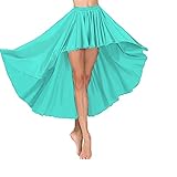 Meek Mercery Satin Asymmetrical Skirt Ballet Dance Skirt Dancing Wear Gracia hi Low Skirt One Size S74 Turquoise
