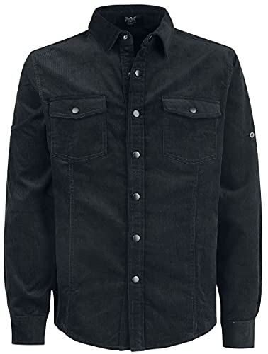 Black Premium by EMP Herren schwarzes Cordhemd 3XL