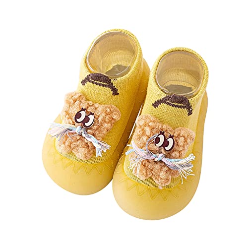 Generic Toddler Baby Shoes Girl Boy Infant Boys Girls Animal Cartoon Socks Shoes Toddler Fleece WarmThe (Yellow, 8.5 Toddler)