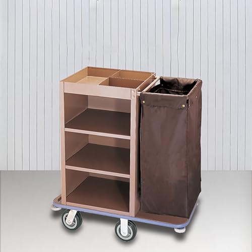 Carrito de Limpieza Comercial Tradicional de 3 Estantes con Bolsa y Ruedas - Ideal para Limpieza Profesional