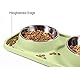 L.D.Dog Katzenfutternäpfe, Katzennäpfe, rutschfest und auslaufsicher, Silikonmatten mit Ständer, herausnehmbare Edelstahl-Futter- und Wasserschalen für Katzen (Olivgrün)