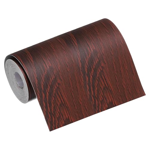 Image of MECCANIXITY Wood Grain Repair Tape, 4 Inch x 16 Feet Self Adhesive Wood Grain Tape Multi-Purpose Wallpaper Border Trim for Furniture Floors Windows Doors Tables Home, Dark Red