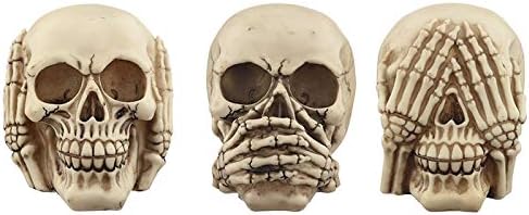 Puckator Fantasy Skull Set-See, Speak, Hear No Evil, Resin, Multi, Height 11cm Width 10cm Depth 14cm