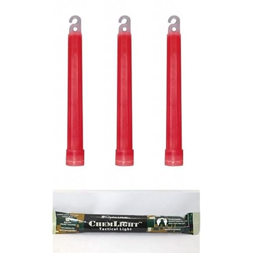 Z & N Trading Cyalume Glow Sticks Military Grade Lightstick – Premium Red 6” SnapLight Emergency Chemical Light Stick with 12 Hour Duration (3 Pack Chem Lights)